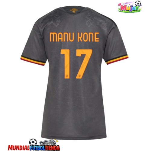 Camiseta AS Roma Manu Kone #17 Tercera Equipación Replica 2026-27 para mujer mangas cortas